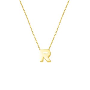 R Lettrei 14 Carats Or sans Pierre Minimaliste Lettre Collier