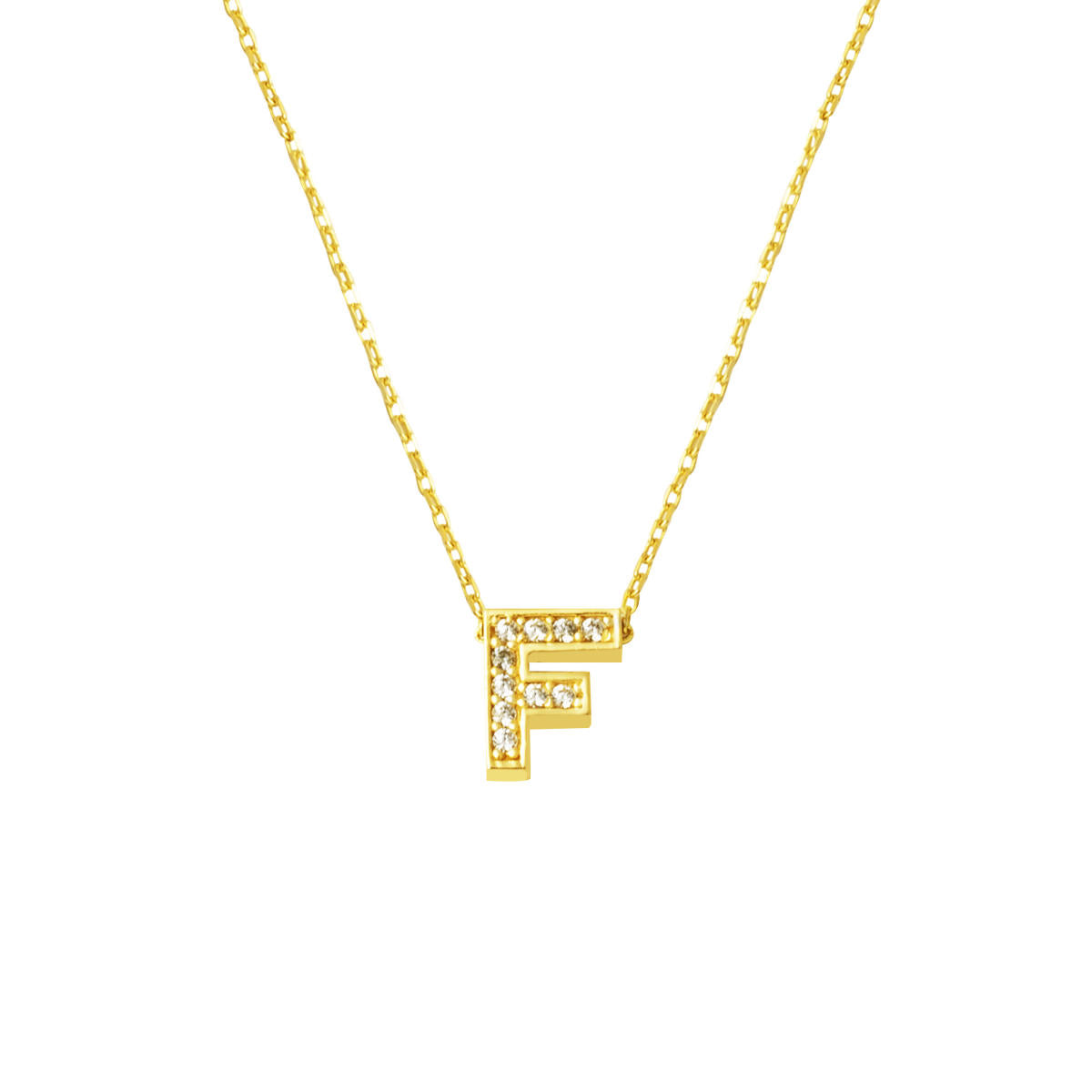 with Stones F Letterli Minimalist Gold Letter Necklace