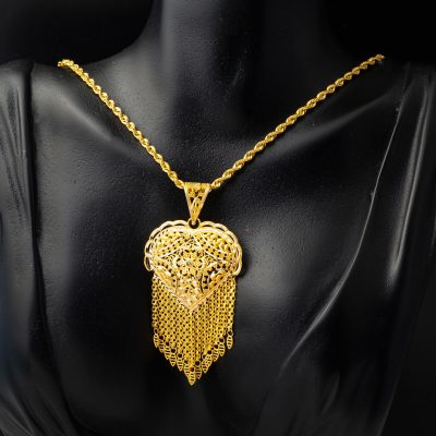 14 Carats Hint İşi avec Cœur Or Collier - 14K - 12.98g - EZ Gold