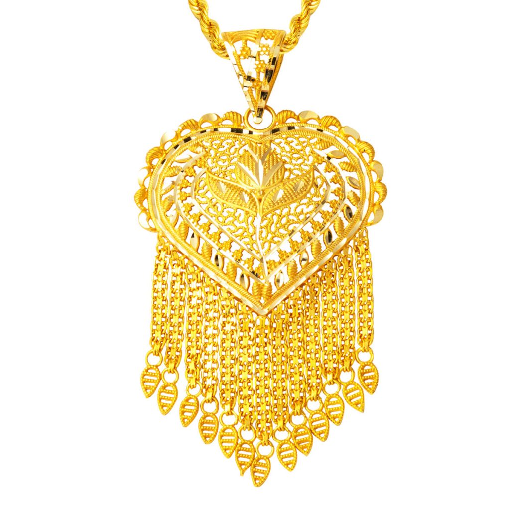 Heart Şeklinde with Tassels Hint Gold Necklace