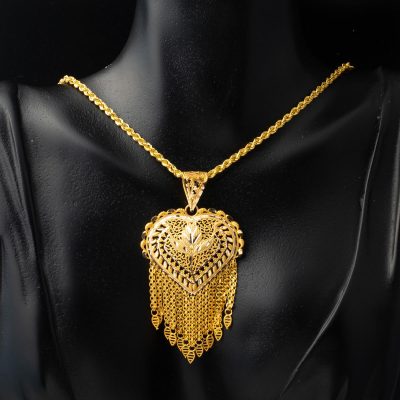 Heart Şeklinde with Tassels Hint Gold Necklace - 14K - 9.78g - EZ Gold