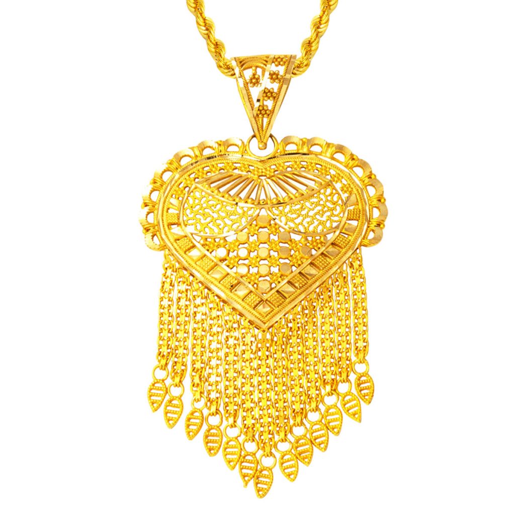 Heart Şeklinde with Tassels Hint Gold Necklacesi