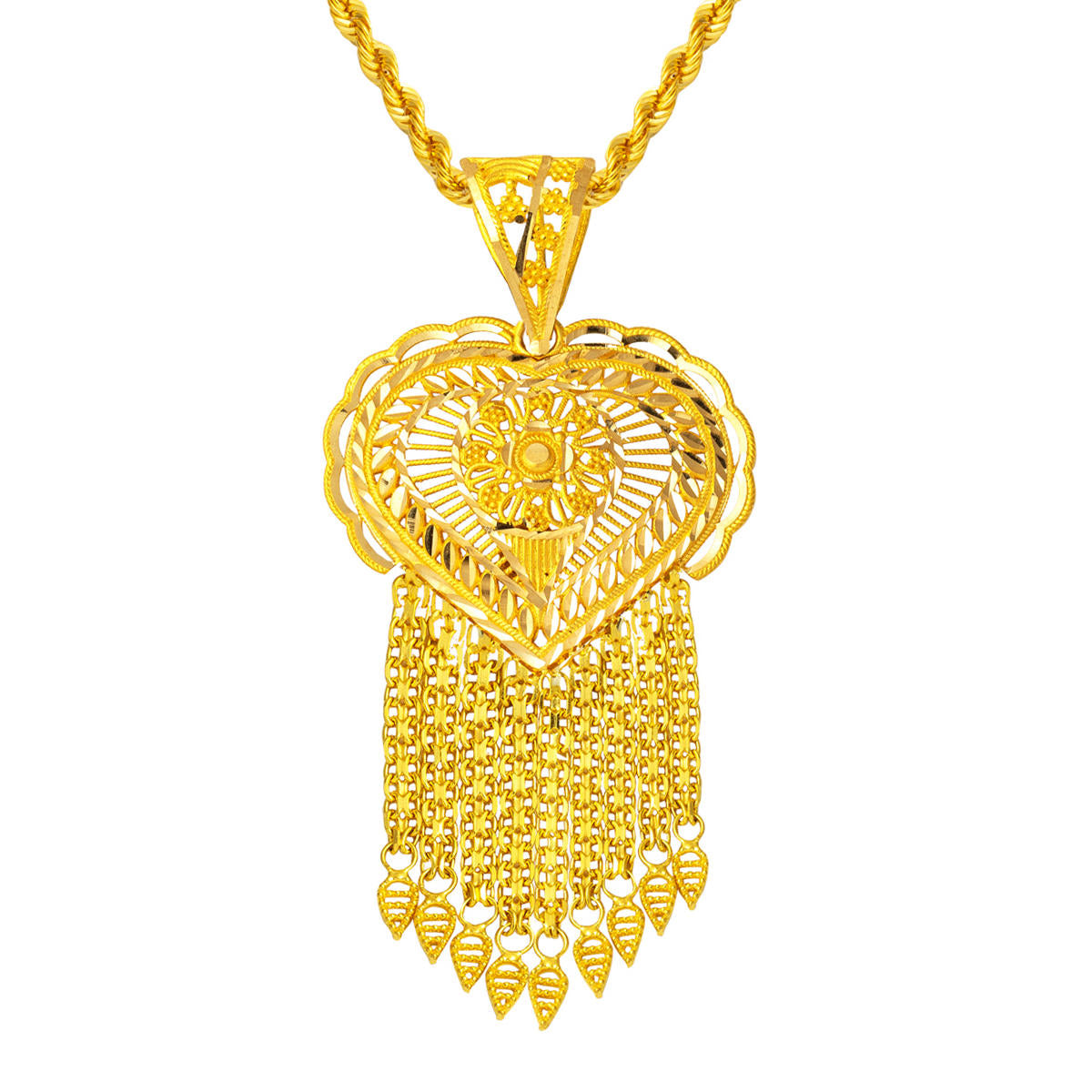 Indian Style with Tassels with Heart Gold Necklace