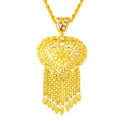 Indian Style Heart Şeklinde Gold Necklace