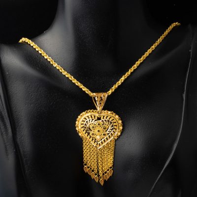 Indian Style Heart Şeklinde Gold Necklace - 14K - 8.75g - EZ Gold
