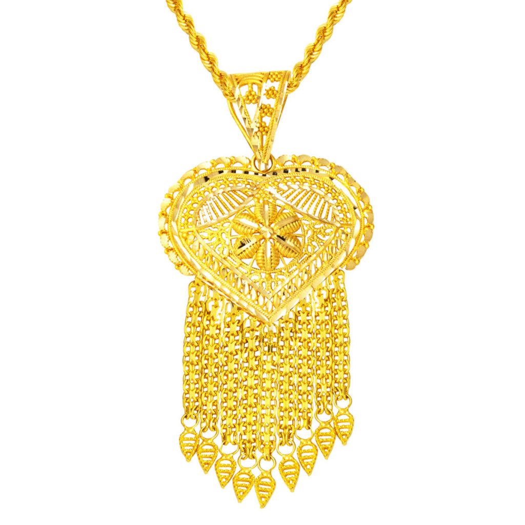 with Heart with Tassels Hindistan Tarzı Gold Necklace