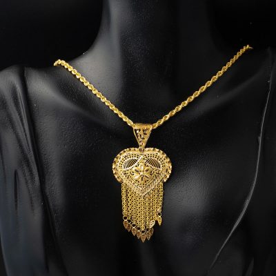 with Heart with Tassels Hindistan Tarzı Gold Necklace - 14K - 7.37g - EZ Gold
