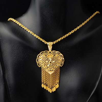 with Heart 14K Gold Plain Hint Necklacesi - 14K - 10.02g - EZ Gold