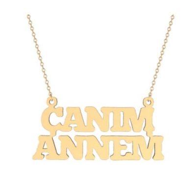 Canım Annem Yazılı Zincirli Gold Necklace
