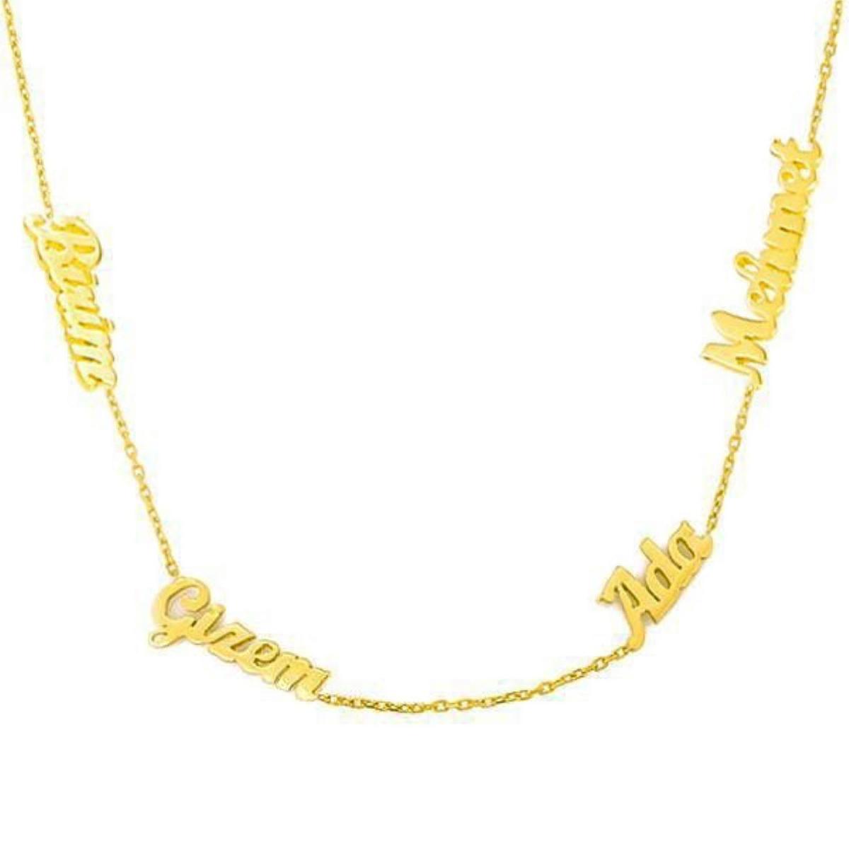 Dört İsimli 14 Carats Or Aile Colliersi