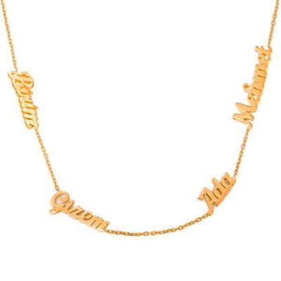Dört İsimli 14 Carats Or Aile Colliersi - 14K - 4.5g - EZ Gold