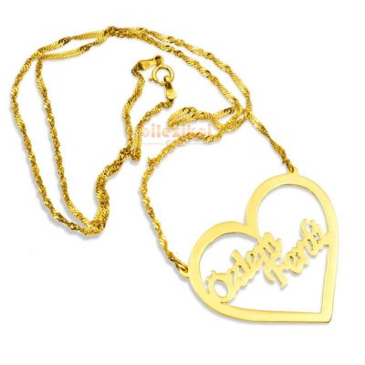 Cœur İçinde İki İsim Or Aile Colliersi - 14K - 4g - EZ Gold