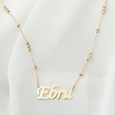 Dorique à Boules İsim Or Collier - 14K - 3g - EZ Gold