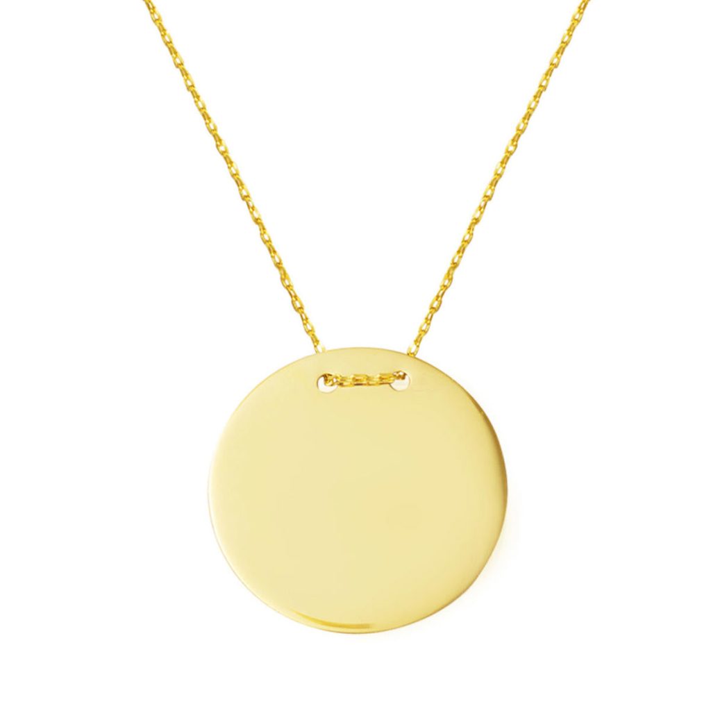 2 cm Çaplı İsim Yazılabilen Plaka Gold Necklace