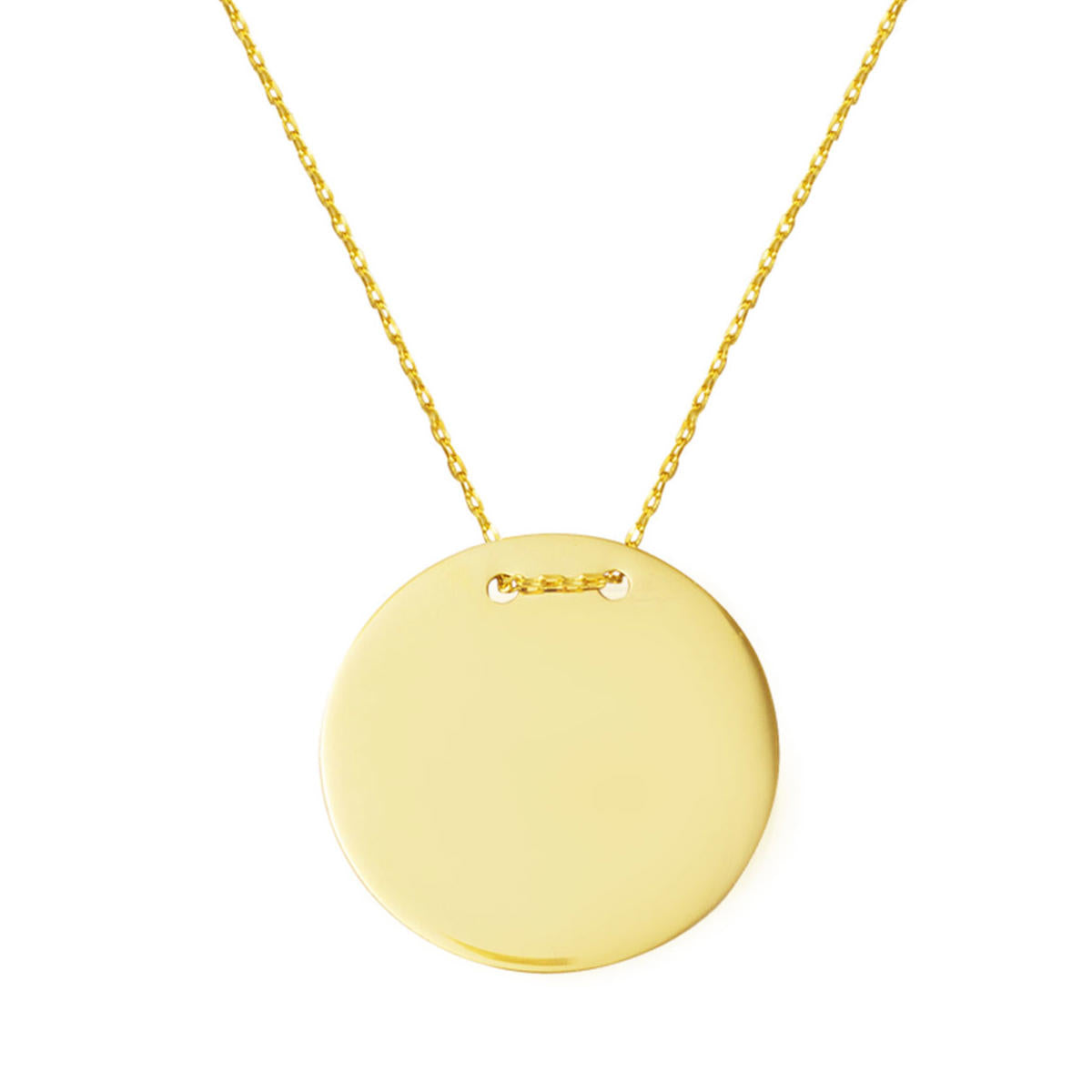 2 cm Çaplı İsim Yazılabilen Plaka Gold Necklace