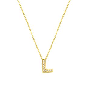 avec Pierres L Lettreli Minimaliste Or Lettre Collier