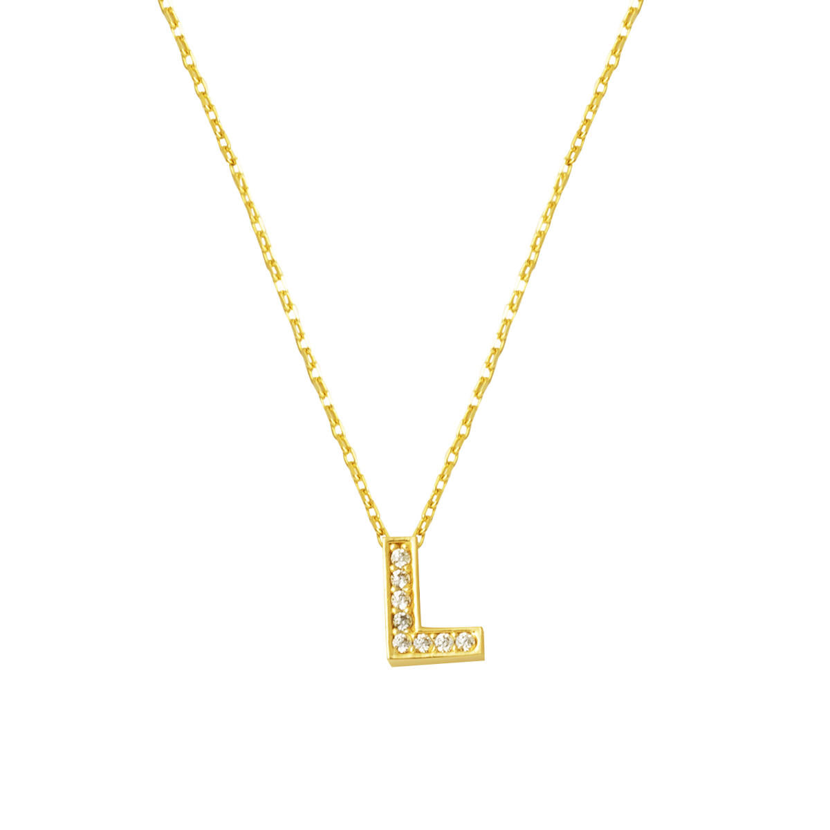 avec Pierres L Lettreli Minimaliste Or Lettre Collier