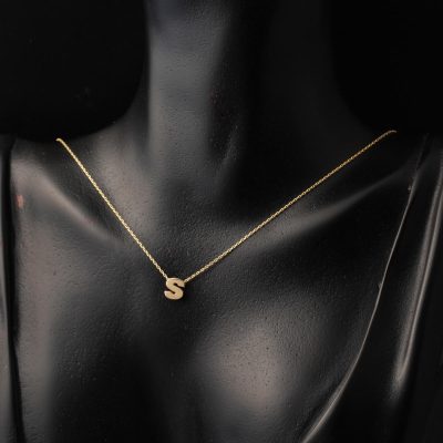 S Harfi Taşsız Minimal Harf Kolye 14 Ayar Altın - 14K - 1.35g - EZ Gold