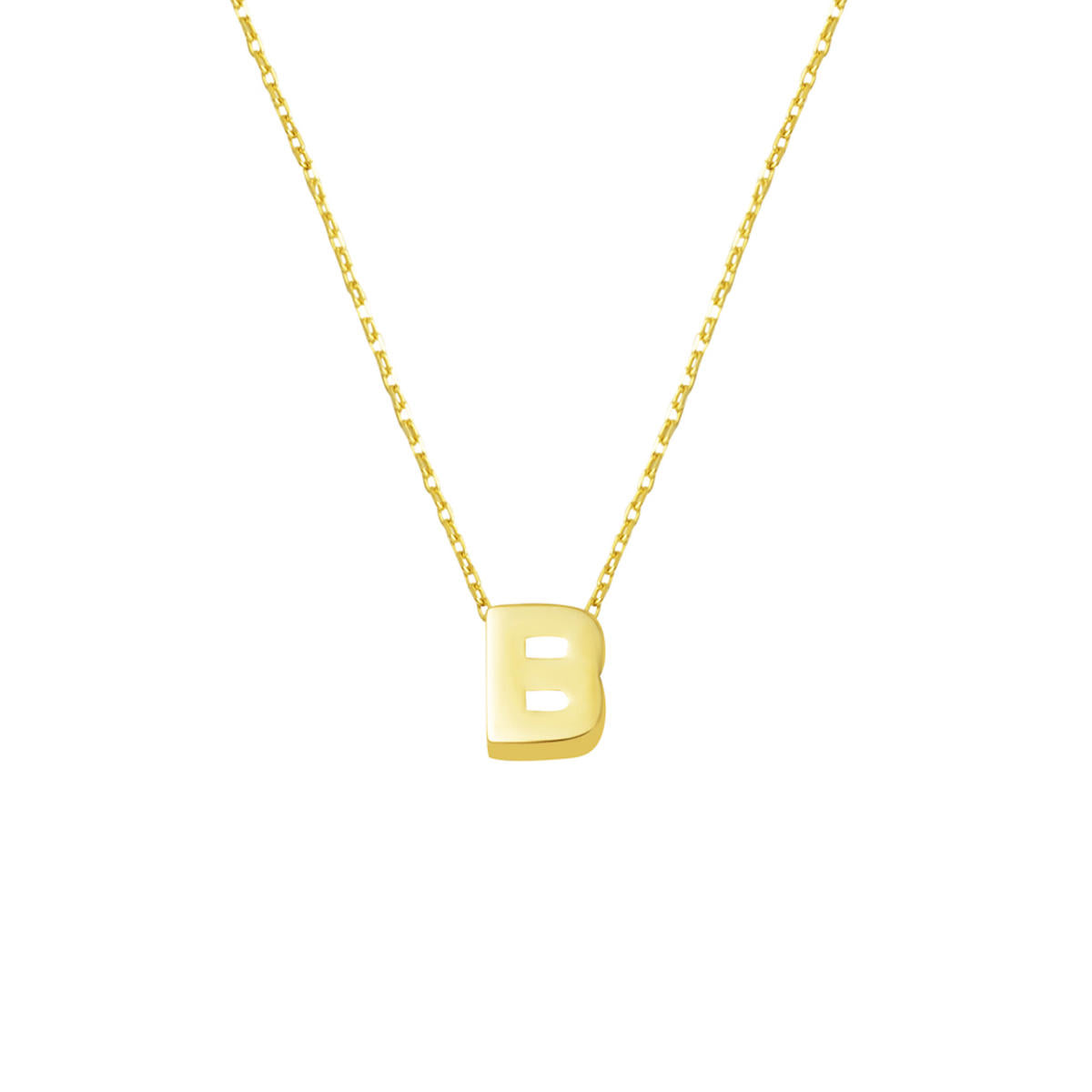 B Letteri Plain Minimalist Letter Gold Necklace 14 Karat