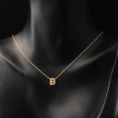 B Harfi Taşsız Minimal Harf Altın Kolye 14 Ayar - 14K - 1.24g - EZ Gold