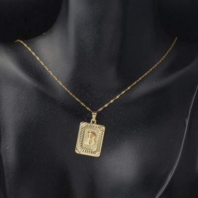 14 Ayar Altın B Harf Kolye Kare Plakalı - 14K - 1.63g - EZ Gold