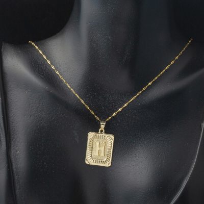 Altın Kare Plakalı H Harf Kolye 14 Ayar - 14K - 1.62g - EZ Gold