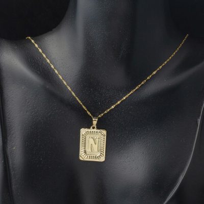 Altın Kare Plakalı N Harf Kolye 14 Ayar - 14K - 1.63g - EZ Gold