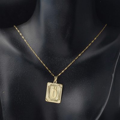 Ö Harf Kolye 14 Ayar Kare Altın Plakalı - 14K - 1.69g - EZ Gold