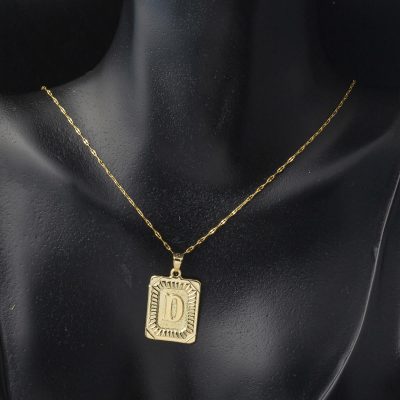 D Harf Kolye 14 Ayar Kare Altın Plakalı - 14K - 1.59g - EZ Gold