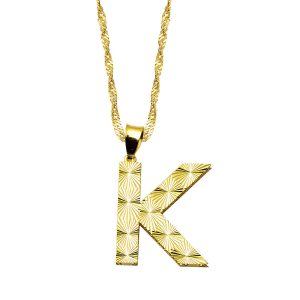 K Letteri 3 Boyutlu Gold Necklace