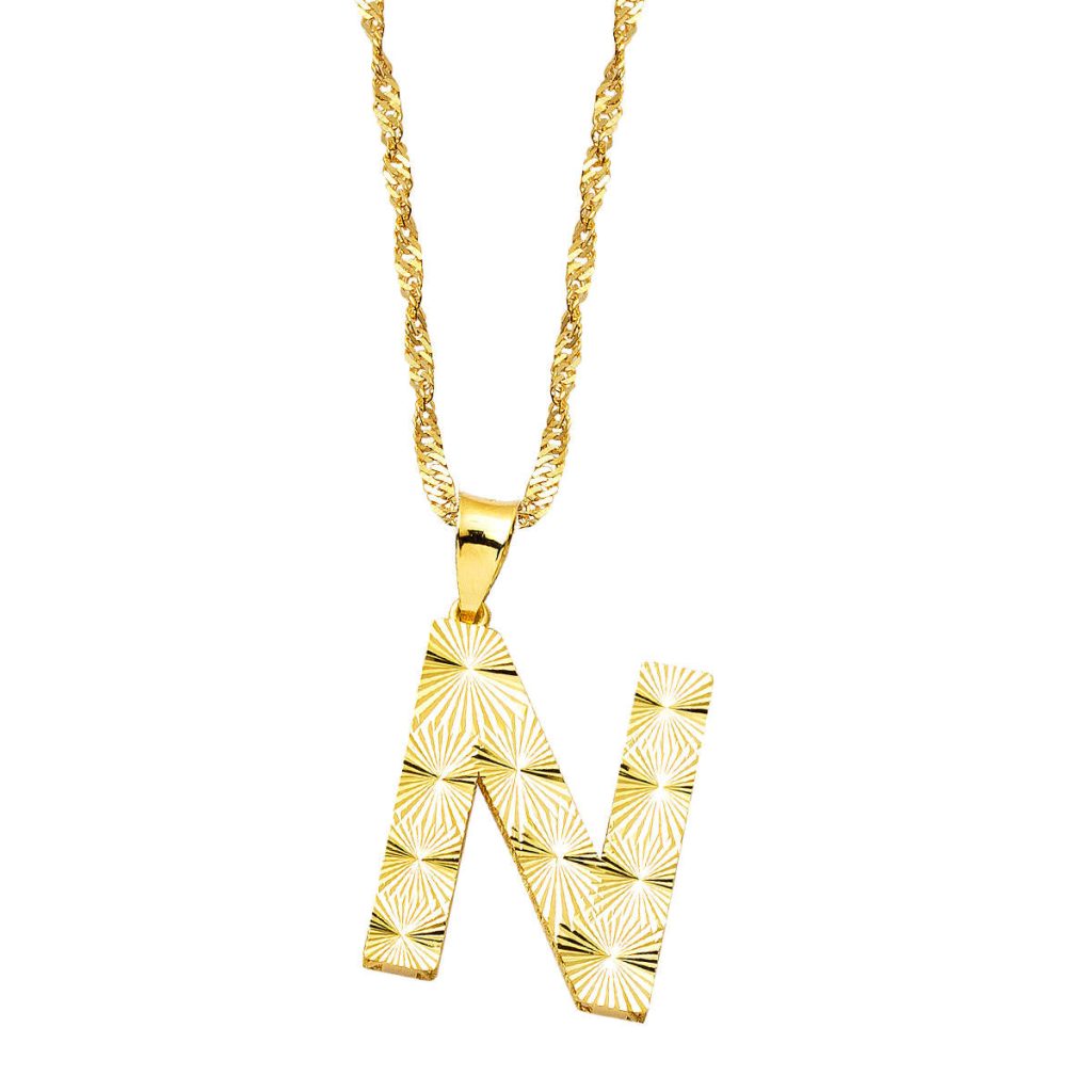 N Letteri 3 Boyutlu Gold Necklace