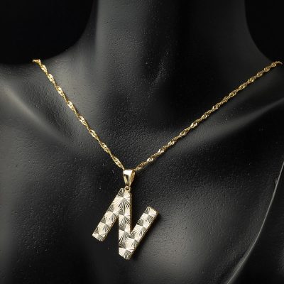 N Harfi 3 Boyutlu Altın Kolye - 14K - 2.59g - EZ Gold