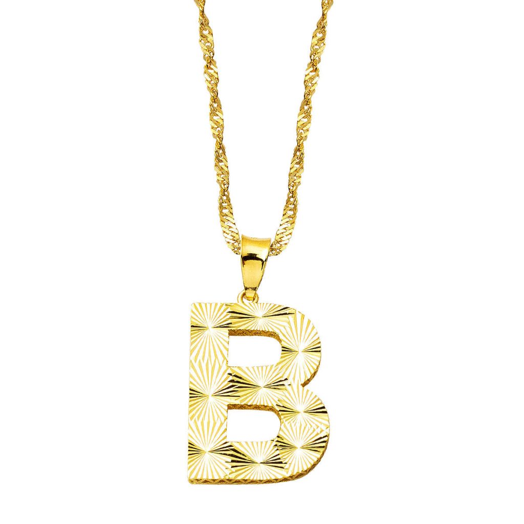 B Letteri 3 Boyutlu Gold Necklace