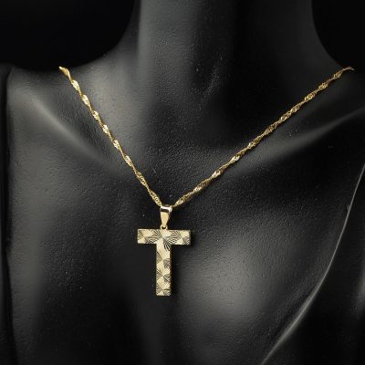 T Harfi 3 Boyutlu Altın Kolye - 14K - 2.09g - EZ Gold