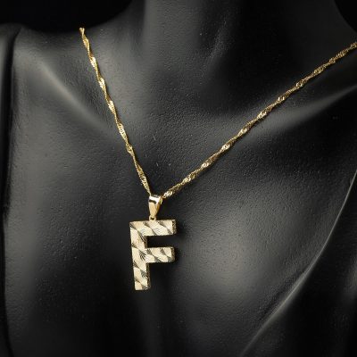 F Harfi 3 Boyutlu Altın Kolye - 14K - 2.39g - EZ Gold
