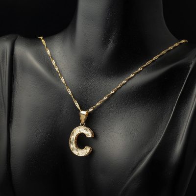 C Harfi 3 Boyutlu Altın Kolye - 14K - 2.69g - EZ Gold