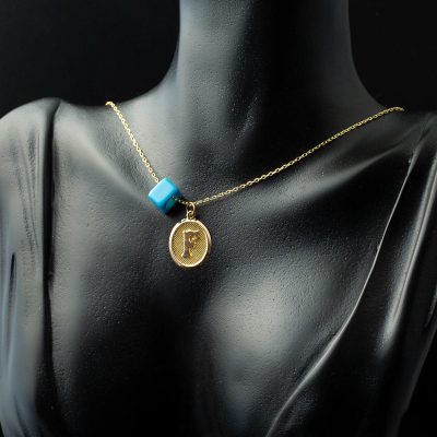 F Harfi Oval Altın Kolye - 14K - 1.24g - EZ Gold