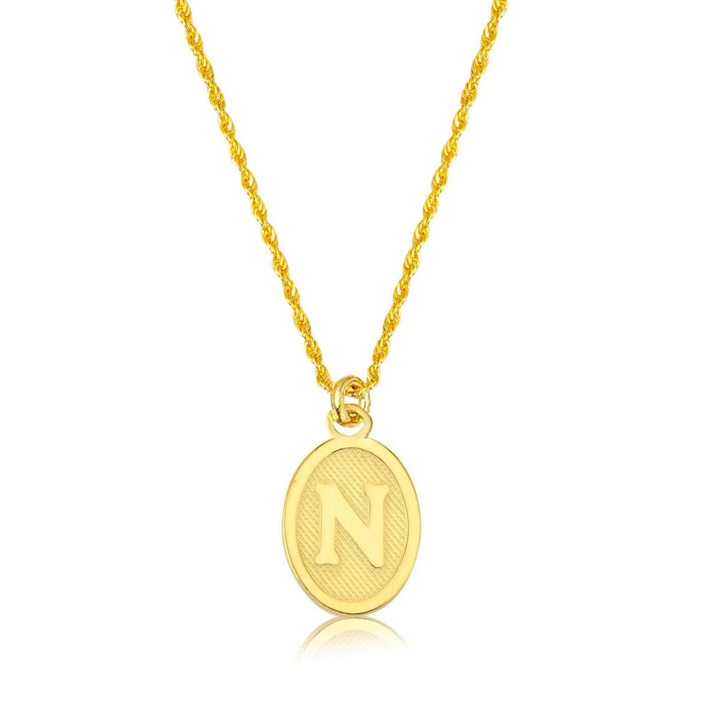 N Lettrei Ovale Or Collier