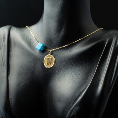 N Harfi Oval Altın Kolye - 14K - 1.29g - EZ Gold