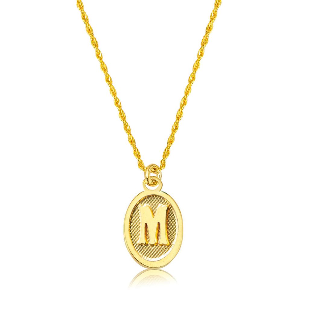 M Lettrei Ovale Or Collier