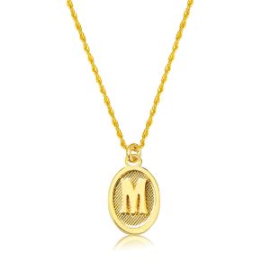 M Lettrei Ovale Or Collier
