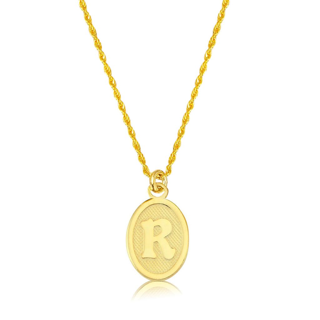 R Lettrei Ovale Or Collier