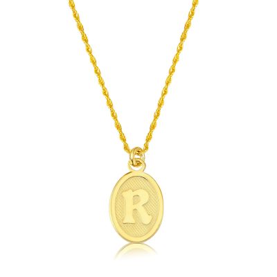 R Harfi Oval Altın Kolye