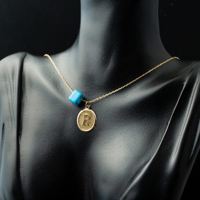 R Harfi Oval Altın Kolye - 14K - 1.24g - EZ Gold