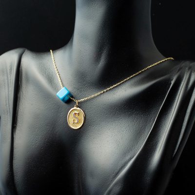 S Harfi Oval Altın Kolye - 14K - 1.26g - EZ Gold
