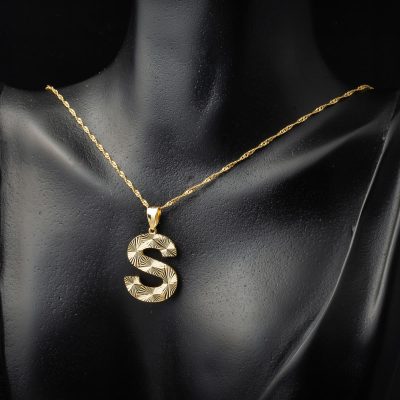 14 Ayar Altın 3 Boyutlu İşlemeli S Harfi Kolye - 14K - 3g - EZ Gold