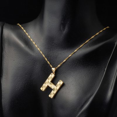 14 Ayar Altın 3 Boyutlu İşlemeli H Harfi Kolye - 14K - 2.97g - EZ Gold