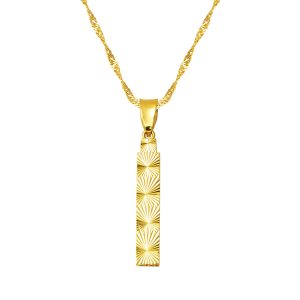 14 Karat Gold 3 Boyutlu İşlemeli İ Letteri Necklace