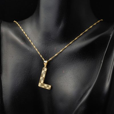 14 Ayar Altın 3 Boyutlu İşlemeli L Harfi Kolye - 14K - 2.52g - EZ Gold