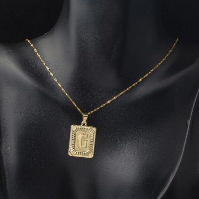 Altın Kare Plakalı G Harf Kolye 14 Ayar - 14K - 1.6g - EZ Gold